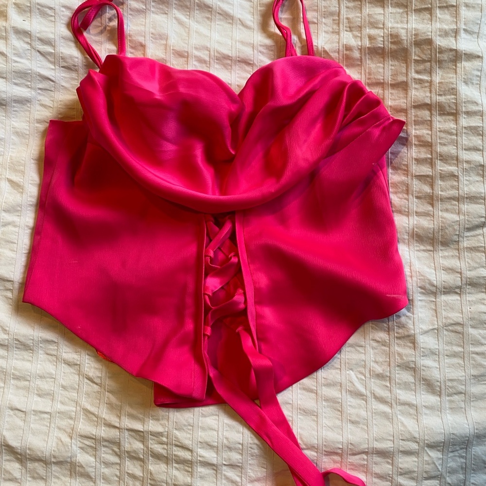 URBAN OUTFITTERS Pink Lace-Up Top